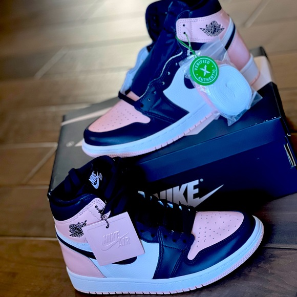 pink and navy blue jordans